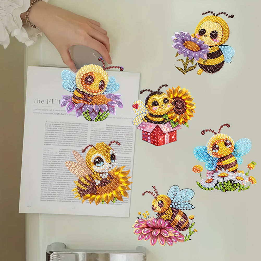 6pcs Flower Insect DIY Diamond Painting Magnet Refrigerator for Adults Beginners