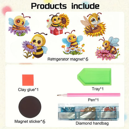 6pcs Flower Insect DIY Diamond Painting Magnet Refrigerator for Adults Beginners
