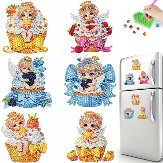 6pcs Flower Insect DIY Diamond Painting Magnet Refrigerator for Adults Beginners