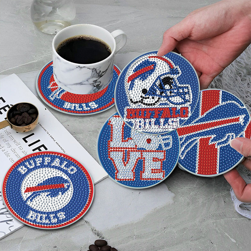 Rugby Team 6pcs DIY Diamond Painting Coasters W/ Holder for Beginner Adult Gift