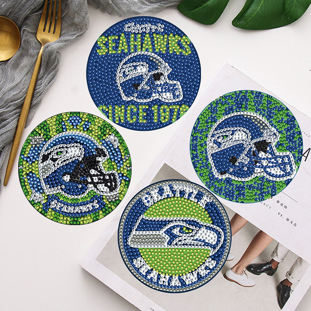 Rugby Team 6pcs DIY Diamond Painting Coasters W/ Holder for Beginner Adult Gift