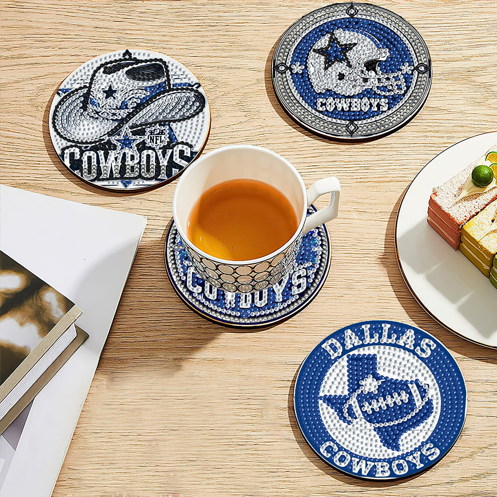 Rugby Team 6pcs DIY Diamond Painting Coasters W/ Holder for Beginner Adult Gift