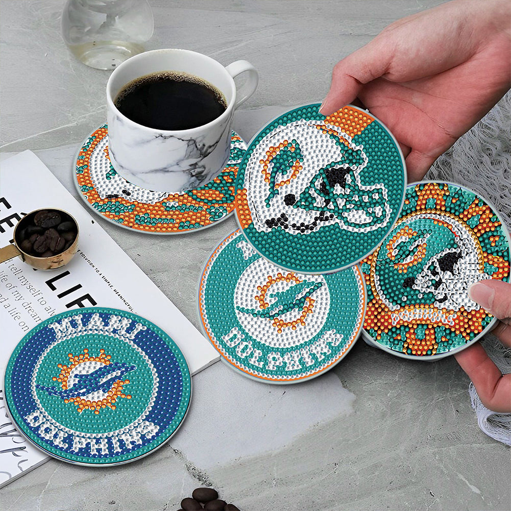 Rugby Team 6pcs DIY Diamond Painting Coasters W/ Holder for Beginner Adult Gift