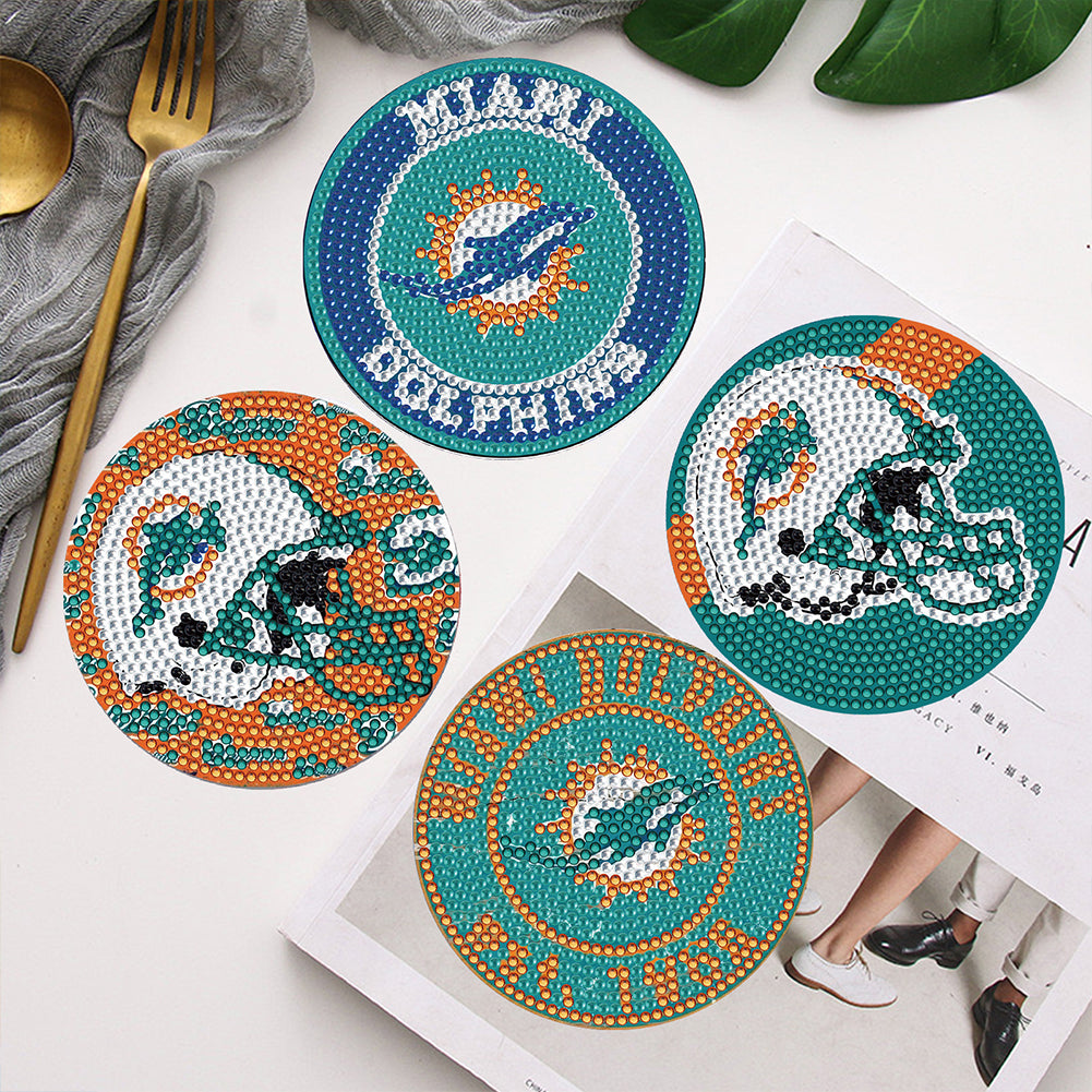 Rugby Team 6pcs DIY Diamond Painting Coasters W/ Holder for Beginner Adult Gift
