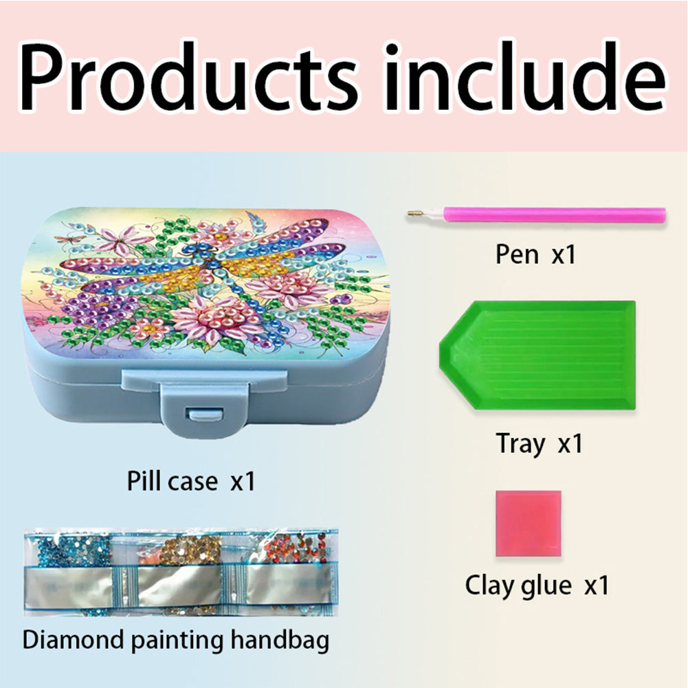 5D DIY Diamond Painting Dot Pill Case Diamond Art Pill Storage Box for Art Craft