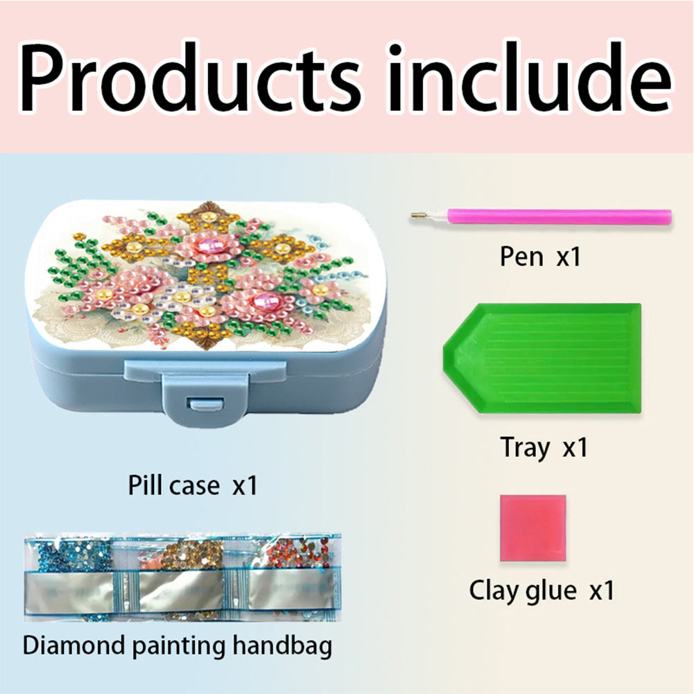 5D DIY Diamond Painting Dot Pill Case Diamond Art Pill Storage Box for Art Craft
