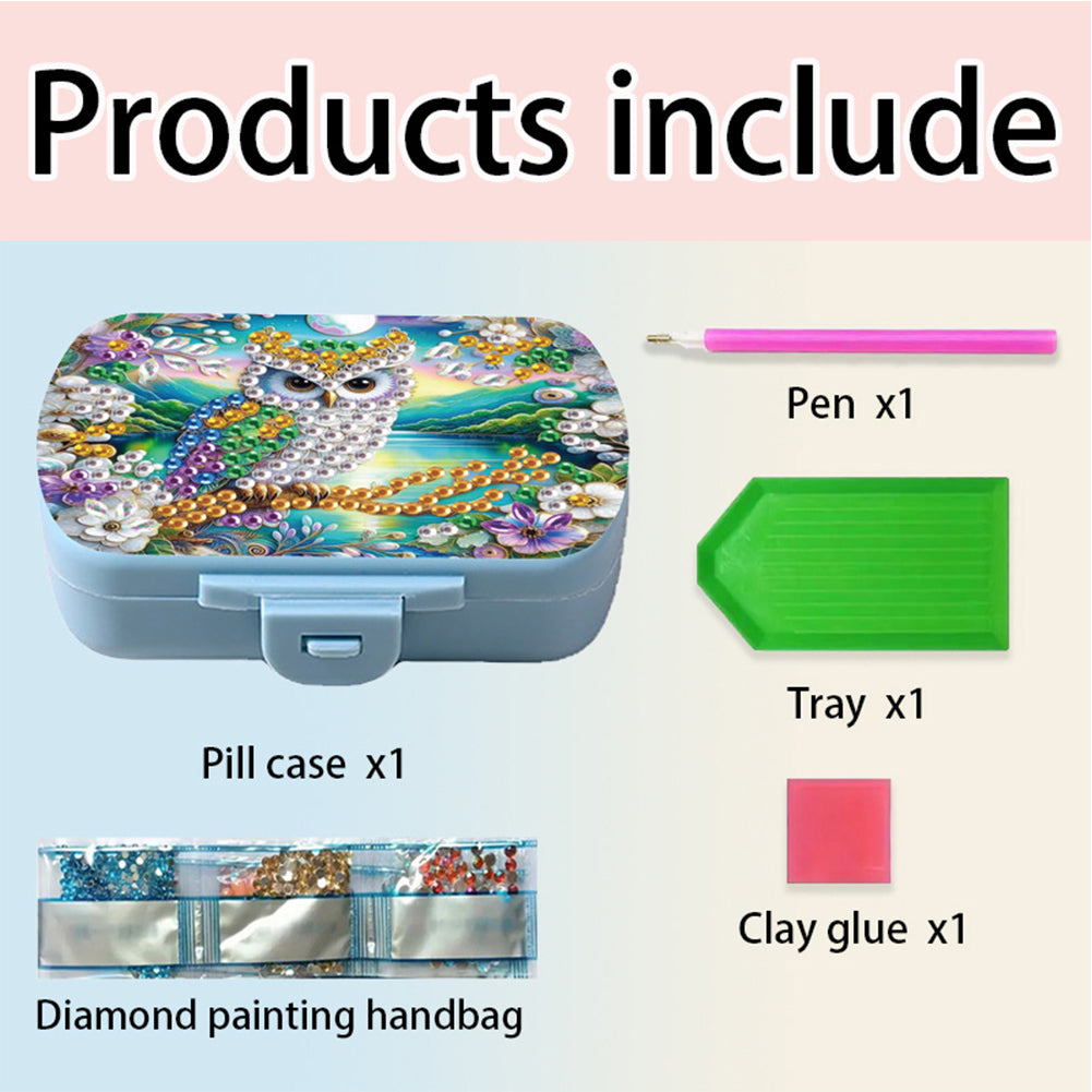 5D DIY Diamond Painting Dot Pill Case Diamond Art Pill Storage Box for Art Craft
