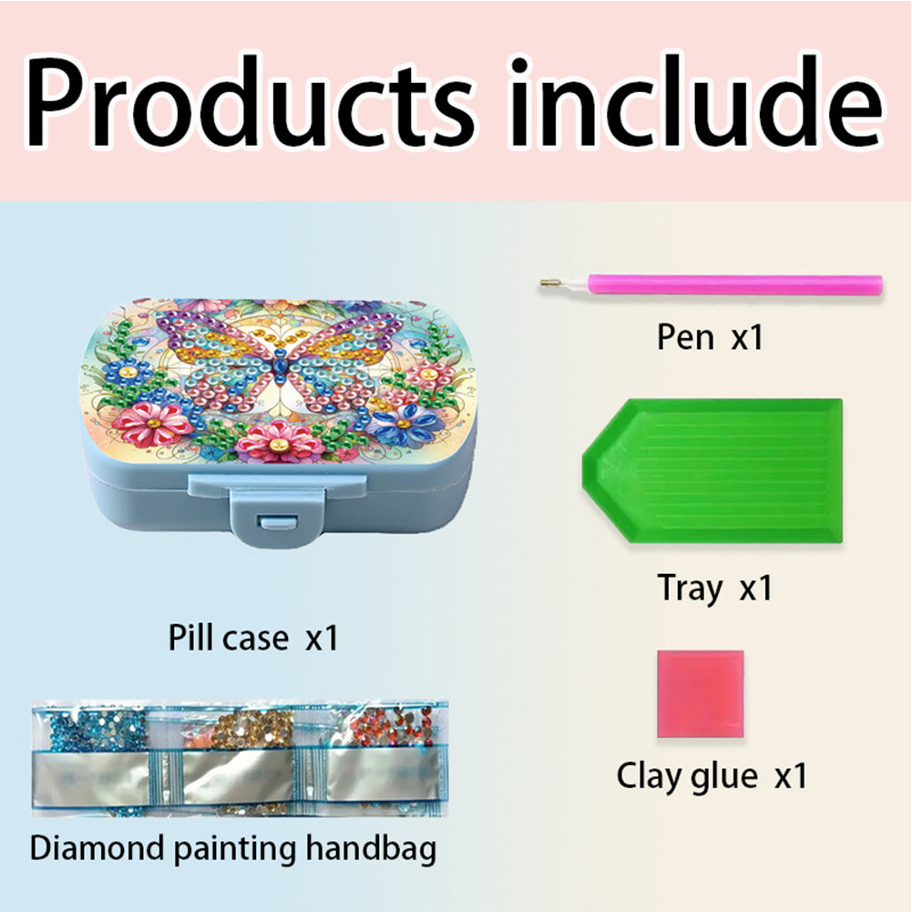 5D DIY Diamond Painting Dot Pill Case Diamond Art Pill Storage Box for Art Craft