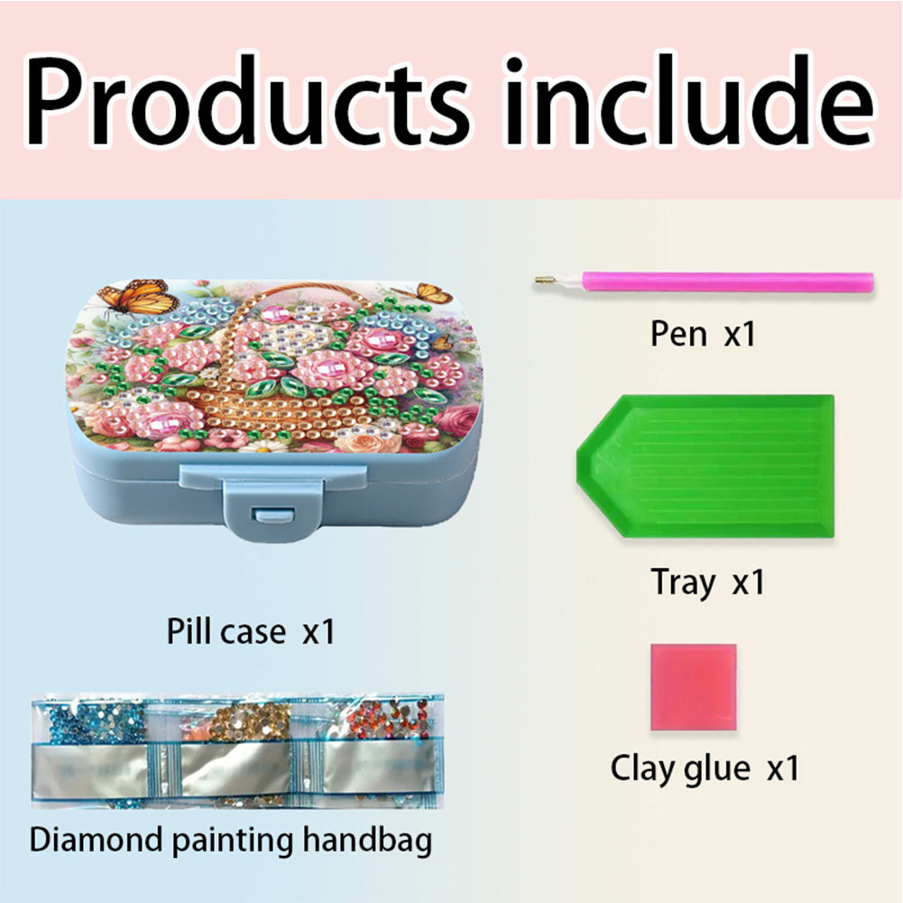 5D DIY Diamond Painting Dot Pill Case Diamond Art Pill Storage Box for Art Craft