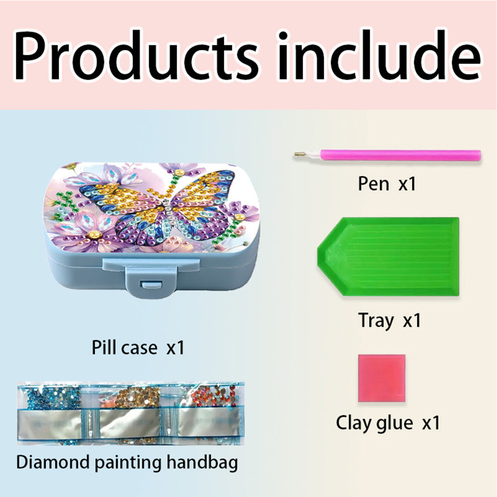 5D DIY Diamond Painting Dot Pill Case Diamond Art Pill Storage Box for Art Craft