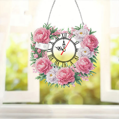 Acrylic Special Shape Daisy 5D Diamond Painting Clock Art Craft for Desktop Wall
