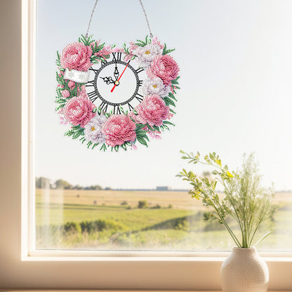 Acrylic Special Shape Daisy 5D Diamond Painting Clock Art Craft for Desktop Wall