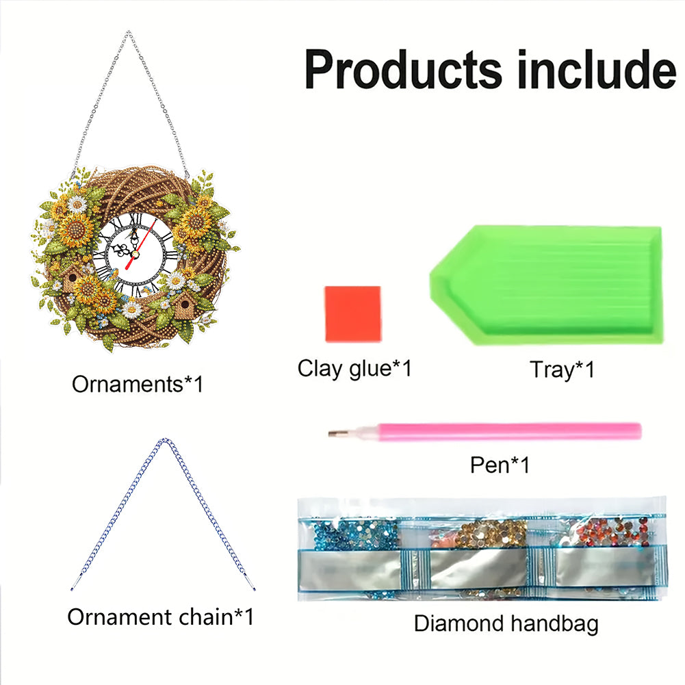 Acrylic Special Shape Daisy 5D Diamond Painting Clock Art Craft for Desktop Wall