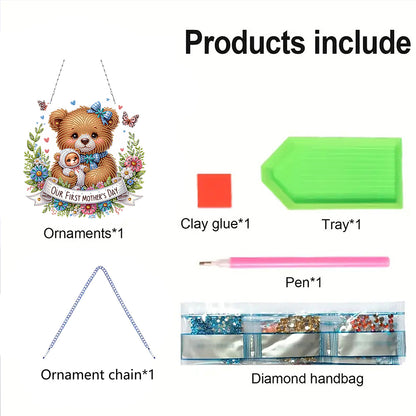 Bear DIY Diamond Art Pendant Kit Diamond Painting Hanging Pendant for Art Crafts
