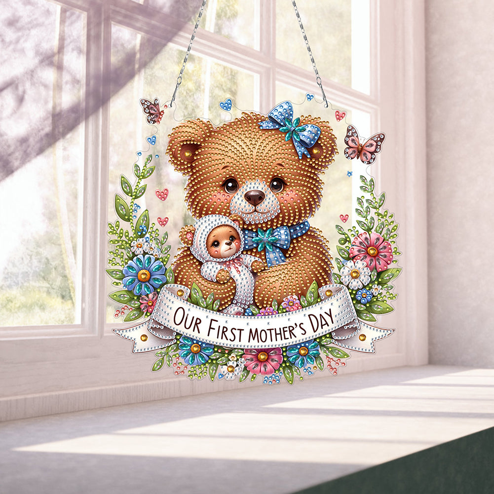 Bear DIY Diamond Art Pendant Kit Diamond Painting Hanging Pendant for Art Crafts