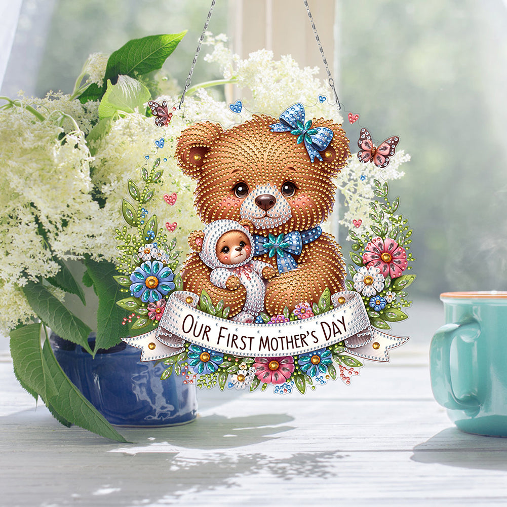 Bear DIY Diamond Art Pendant Kit Diamond Painting Hanging Pendant for Art Crafts