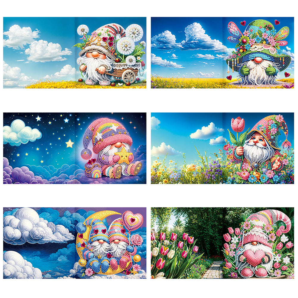 6/8PCS DIY Diamond Art Greeting Cards Animal Theme Congratulations Cards & Gifts