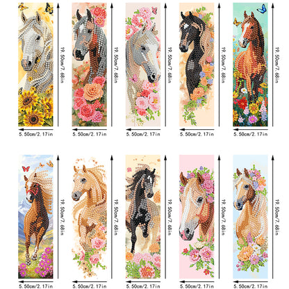 10 Pcs Special Shape Horse Diamond Painting Bookmarks for Adults DIY Art Craft