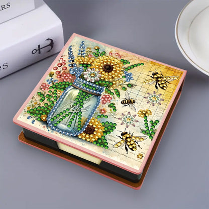 Birds Leather Diamond Art Note Box with 150 Sheets of Paper for Adults Beginners
