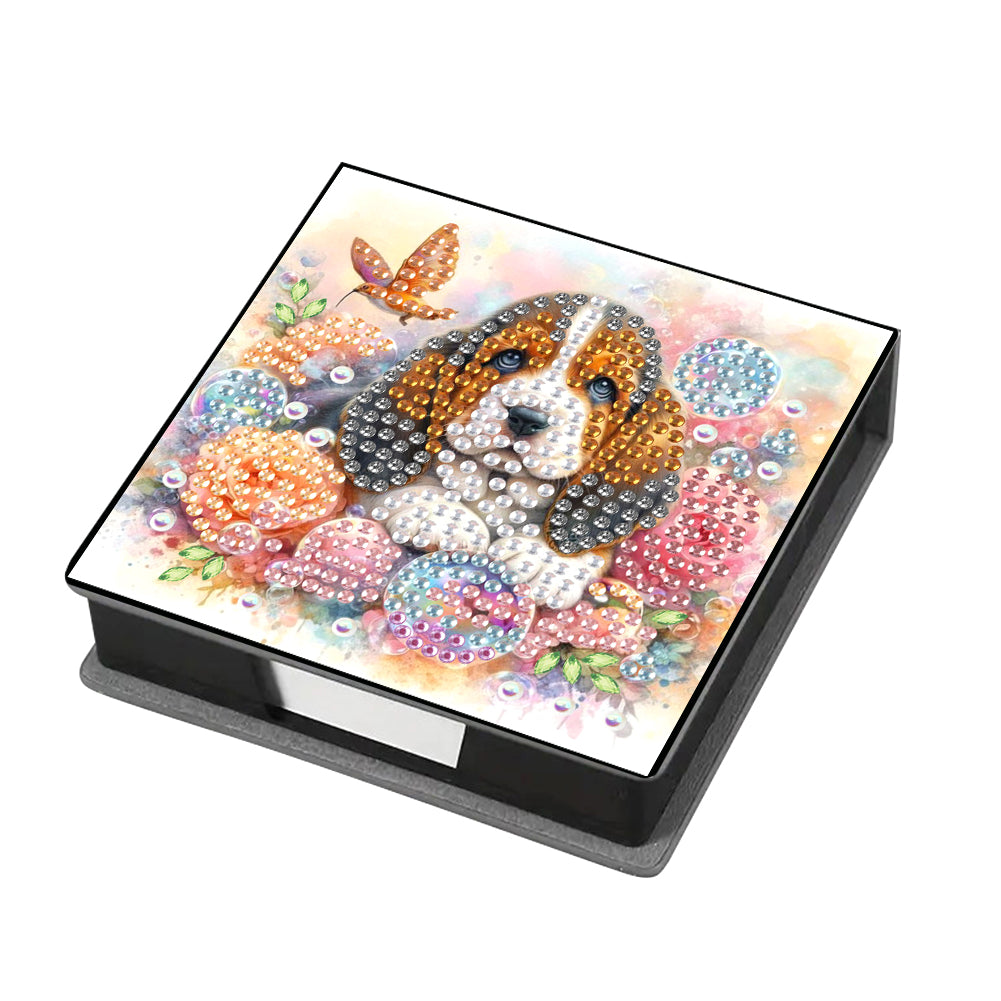 Leather Animals Diamond Art Note Box with 160 Sheets of Paper for DIY Art Craft