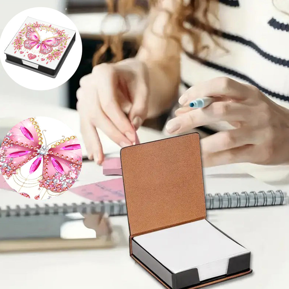 Leather Animals Diamond Art Note Box with 160 Sheets of Paper for DIY Art Craft
