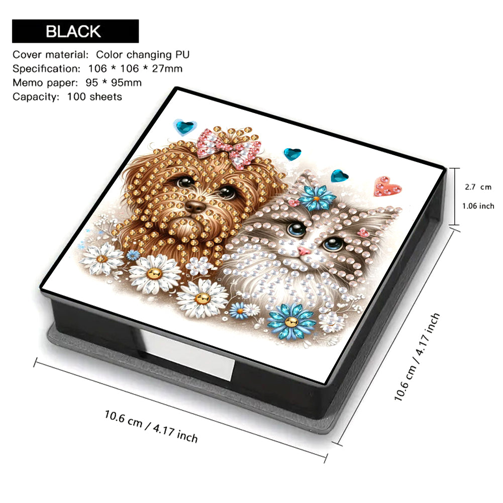 Leather Animals Diamond Art Note Box with 160 Sheets of Paper for DIY Art Craft