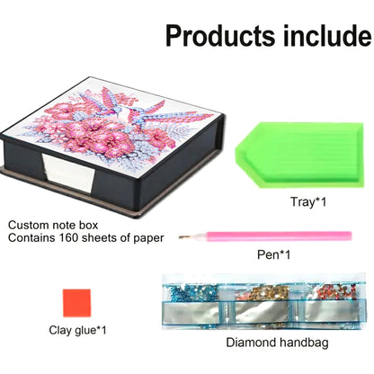 Leather Animals Diamond Art Note Box with 160 Sheets of Paper for DIY Art Craft