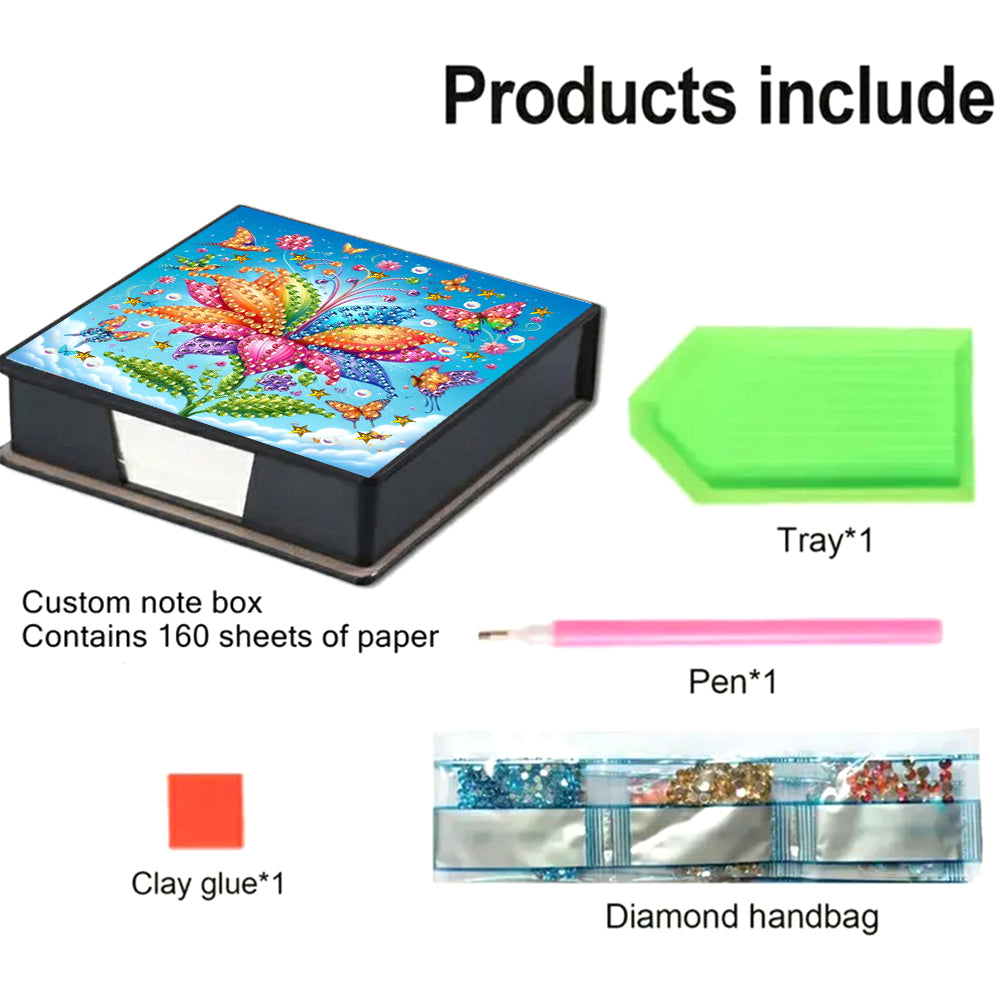 Leather Animals Diamond Art Note Box with 160 Sheets of Paper for DIY Art Craft