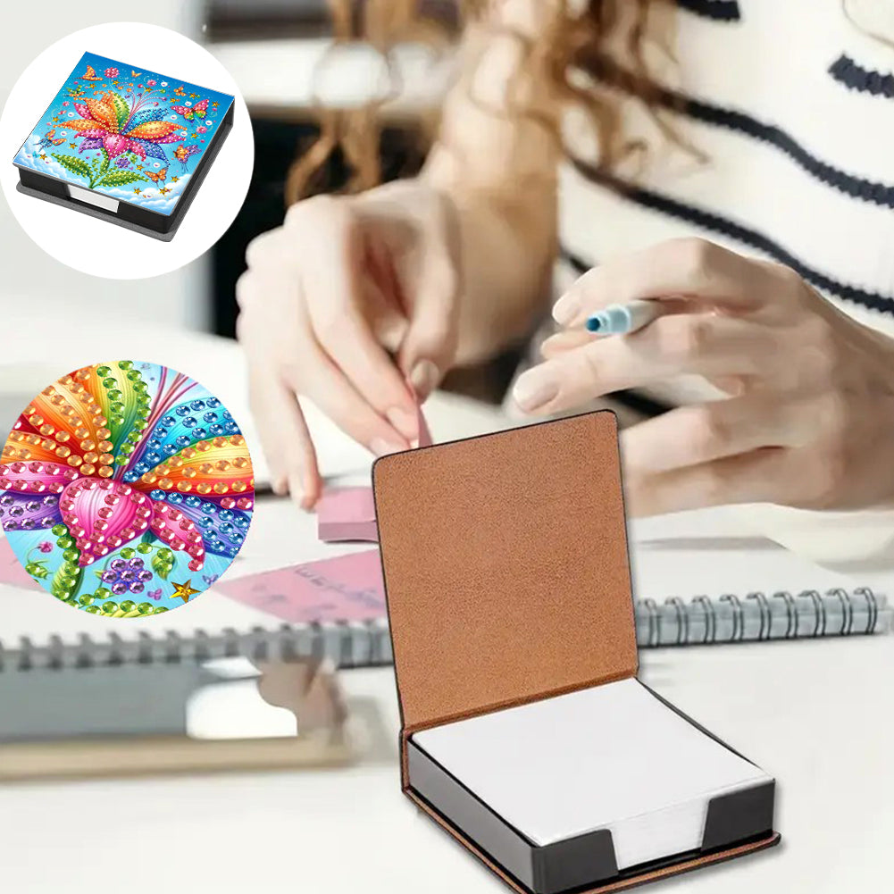 Leather Animals Diamond Art Note Box with 160 Sheets of Paper for DIY Art Craft