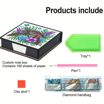 Cross Leather Diamond Art Note Box with 160 Sheets of Paper for Adults Beginners