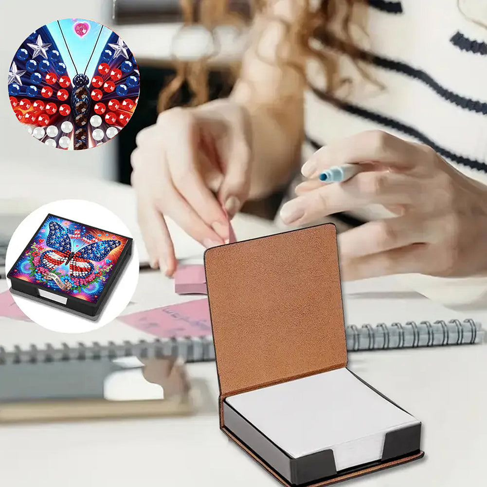 Cross Leather Diamond Art Note Box with 160 Sheets of Paper for Adults Beginners