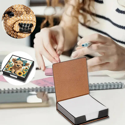 Cross Leather Diamond Art Note Box with 160 Sheets of Paper for Adults Beginners