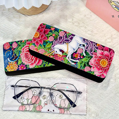 2Pcs Diamond Painting Eyeglasses Case Glasses Storage Case for Friends Gift