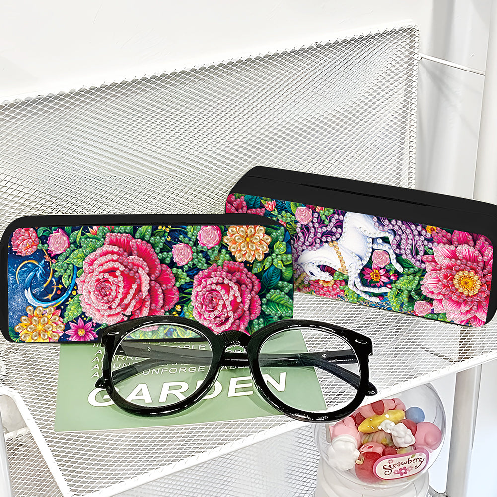 2Pcs Diamond Painting Eyeglasses Case Glasses Storage Case for Friends Gift
