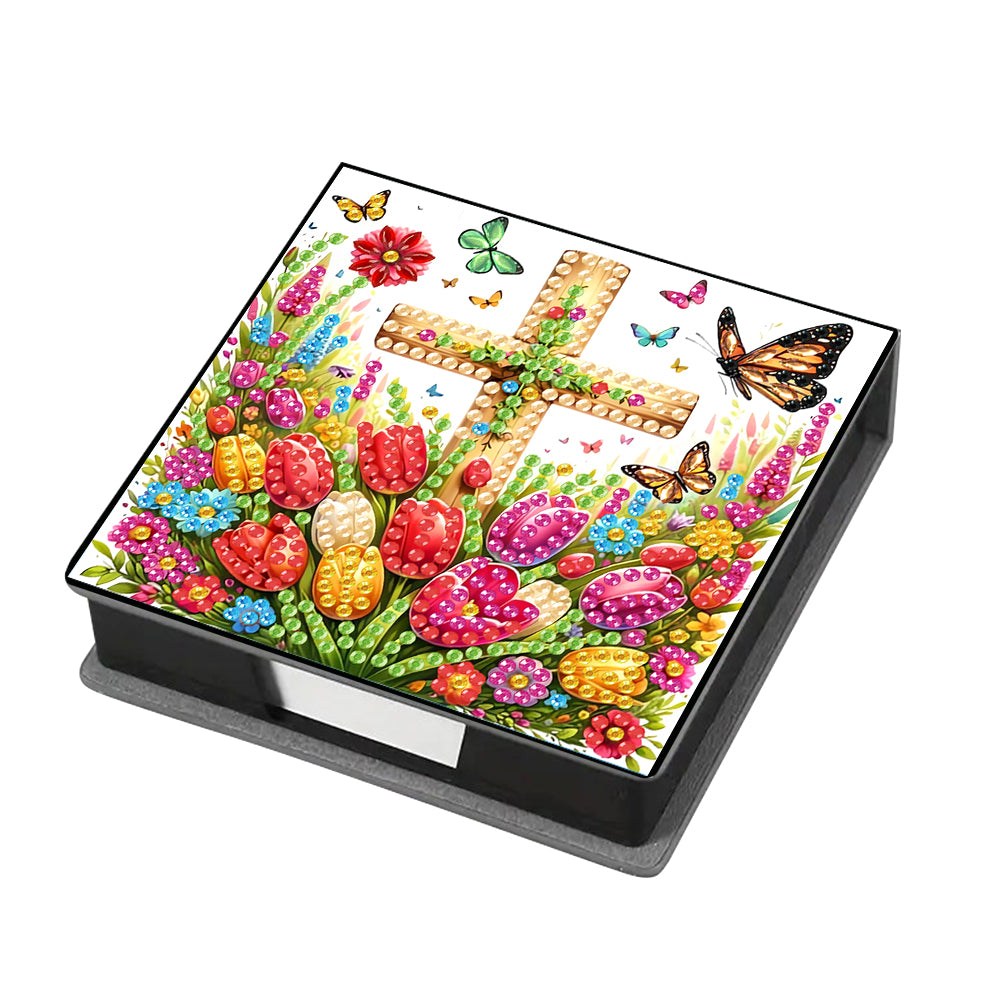 Cross Leather Diamond Art Note Box with 160 Sheets of Paper for Adults Beginners