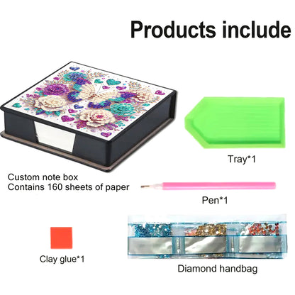 Cross Leather Diamond Art Note Box with 160 Sheets of Paper for Adults Beginners