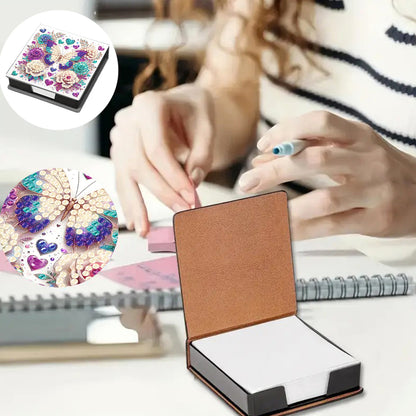 Cross Leather Diamond Art Note Box with 160 Sheets of Paper for Adults Beginners