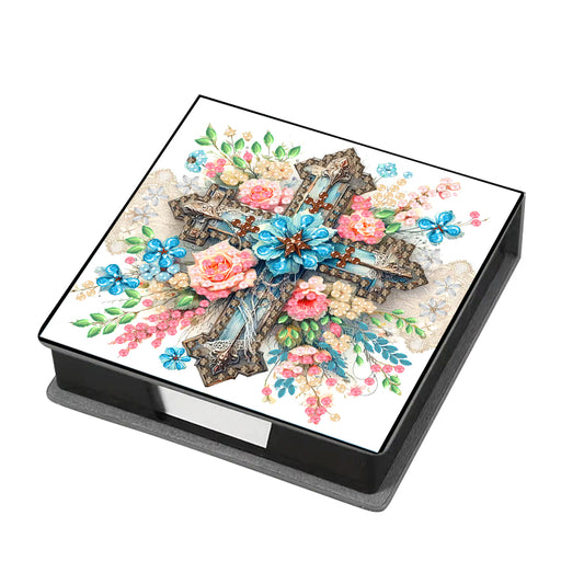 Cross Leather Diamond Art Note Box with 160 Sheets of Paper for Adults Beginners