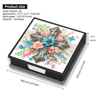 Cross Leather Diamond Art Note Box with 160 Sheets of Paper for Adults Beginners