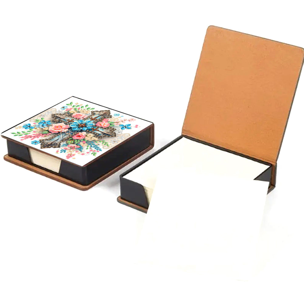 Cross Leather Diamond Art Note Box with 160 Sheets of Paper for Adults Beginners