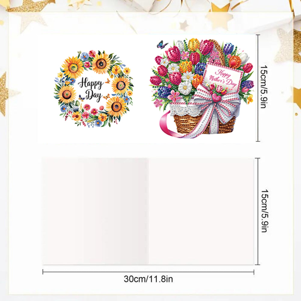 6pcs Diamond Painting Greeting Cards DIY Handmade Diamond Art Cards for Adults