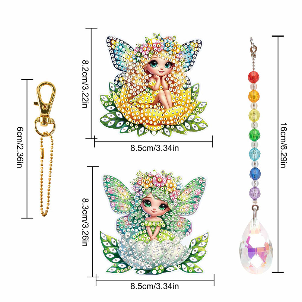 2Pcs 5D DIY Diamond Painting Sun Catcher Crystal Painting Ornaments for Adults