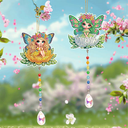 2Pcs 5D DIY Diamond Painting Sun Catcher Crystal Painting Ornaments for Adults