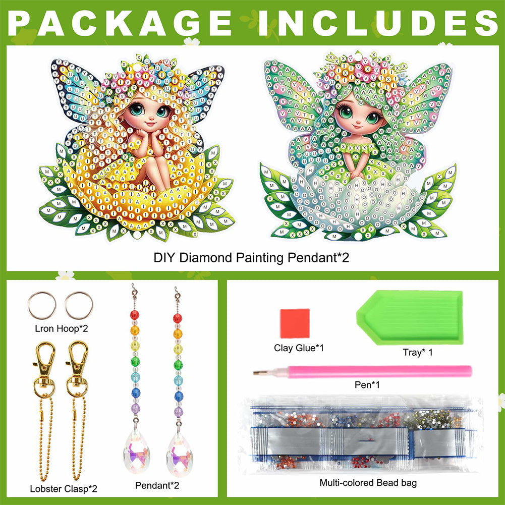 2Pcs 5D DIY Diamond Painting Sun Catcher Crystal Painting Ornaments for Adults