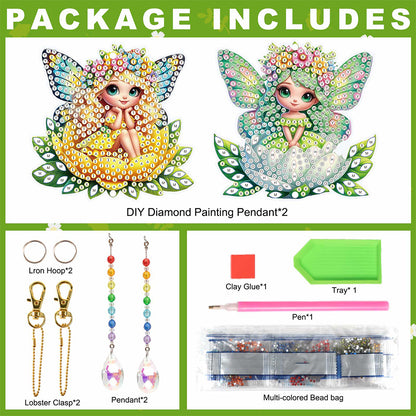 2Pcs 5D DIY Diamond Painting Sun Catcher Crystal Painting Ornaments for Adults