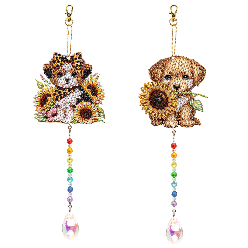 2Pcs 5D DIY Diamond Painting Sun Catcher Crystal Painting Ornaments for Adults