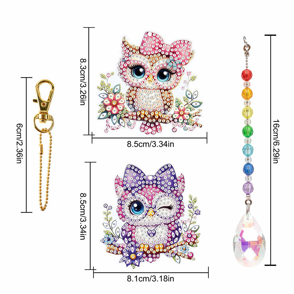2Pcs 5D DIY Diamond Painting Sun Catcher Crystal Painting Ornaments for Adults
