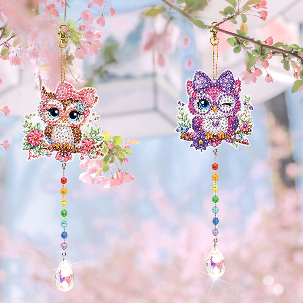 2Pcs 5D DIY Diamond Painting Sun Catcher Crystal Painting Ornaments for Adults