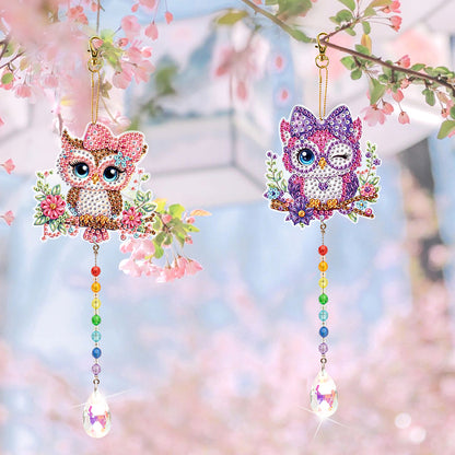 2Pcs 5D DIY Diamond Painting Sun Catcher Crystal Painting Ornaments for Adults