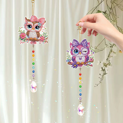 2Pcs 5D DIY Diamond Painting Sun Catcher Crystal Painting Ornaments for Adults